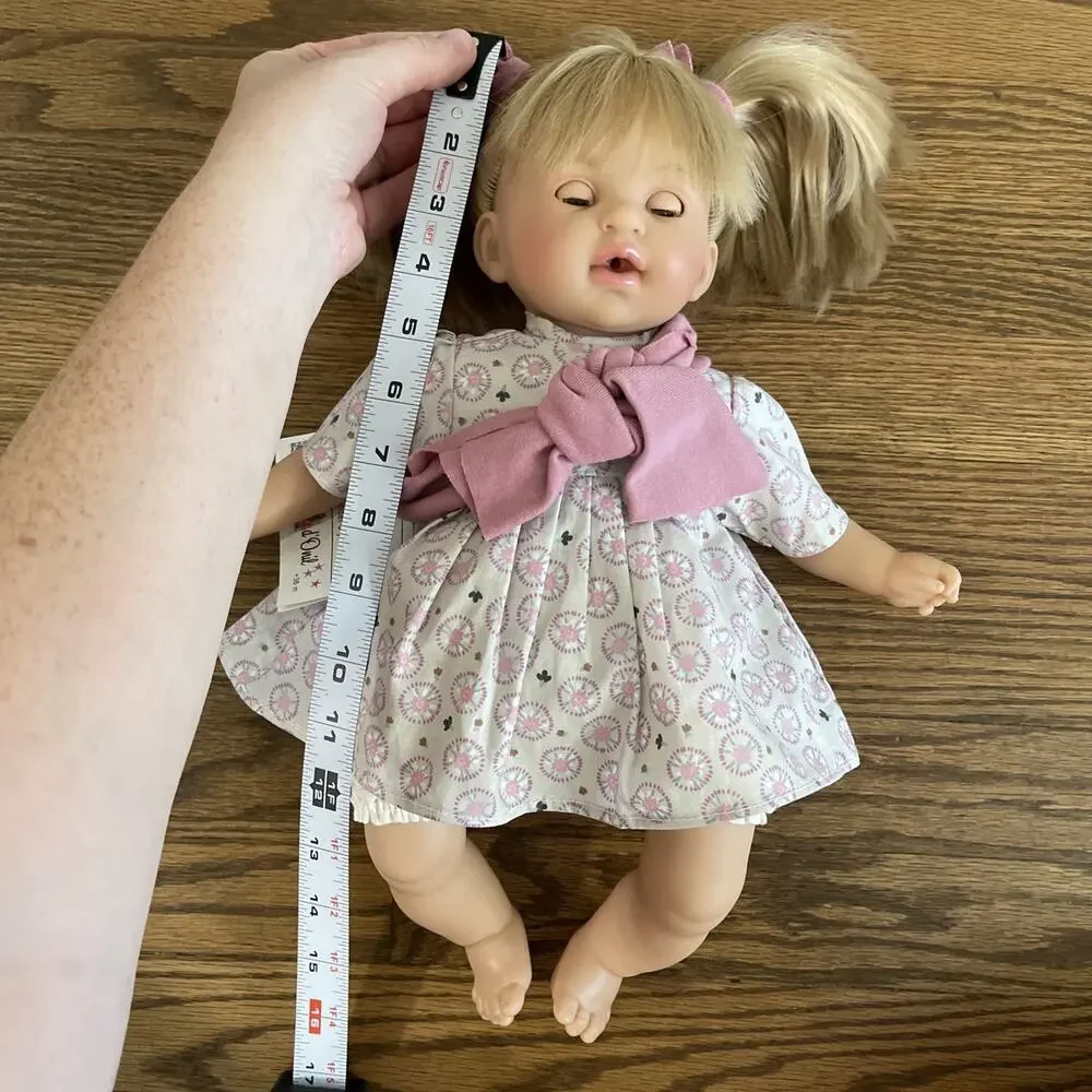 Nines d'Onil Alex Doll Missing Baby NWT 16” Soft Body Blue Sleepy Eye Pigtails
